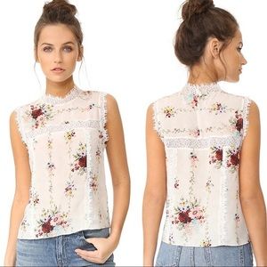 Alice + Olivia Jonie floral silk blouse top medium